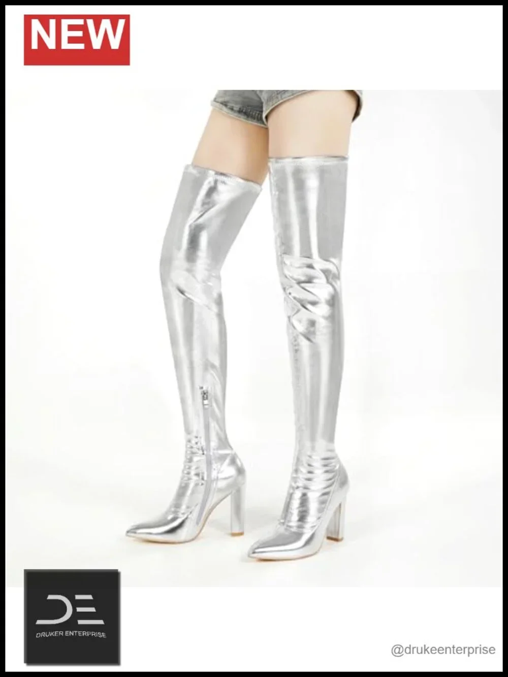 Women's Pointed Toe Chunky Heel Over The Knee Gogo Boots